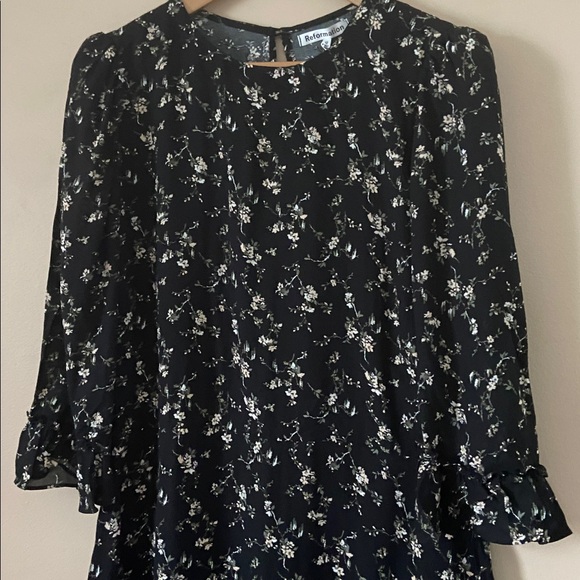 Reformation Doutzen Floral Ruffle Trim Mini Dress Size 12 - Picture 7 of 13
